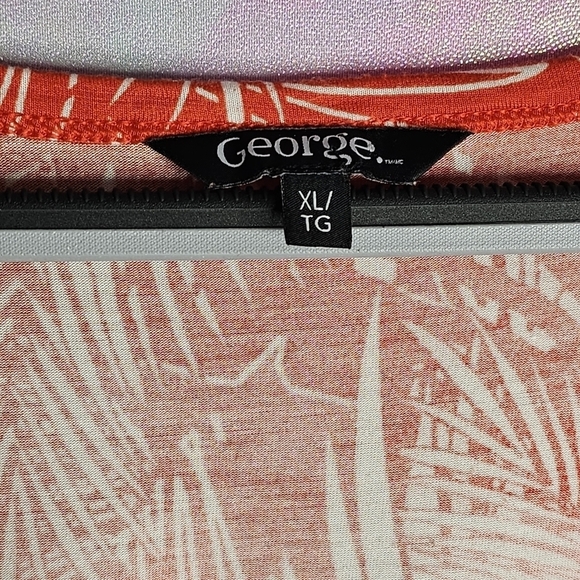 George Women's Orange & White Palm Tree Tank Top Size XL - Picture 3 of 9